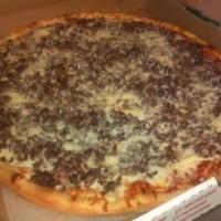 Cheesesteak Pizza (Medium) · Mouthwatering, finely chopped steak with sauteed onions over our delicious homemade pizza sa...
