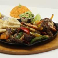 Mar Y Tierra · Grilled chicken, grilled steak, 4 grilled shrimps with onions, green & red peppers , side of...
