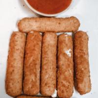 Mozzarella Sticks · Mozzrella cheese that has been coated and fried.