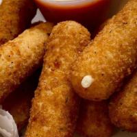 Mozzarella Cheese Sticks · 6 pieces. Mozzarella cheese that has been coated and fried.