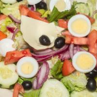 Garden Salad With Turkey & Cheese · Lettuce, tomatoes, cucumbers, red onions, green peppers, egg, black olive, garlic bread and ...
