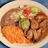 Pork Carnitas · A traditional Mexican dish made with boneless pork, fresh garlic and salt. Cooked until very...