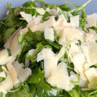 Rucola Salad · Baby arugula, grana padano cheese, lemon, and extra virgin olive oil.