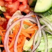 Side Garden Salad · mixed greens, tomatoes, cucumbers, carrots, olives, red onion
