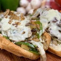 Vegetarian · Grilled green peppers, mushrooms, onions, and melted provolone cheese.