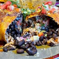 El Burro Grande · Your choice: pollo asado, al pastor, carnitas, veggie, flour tortilla stuffed with rice and ...