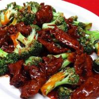 #11. Beef With Broccoli Combination Platter · Served with Roast Pork Fried Rice and Egg Roll