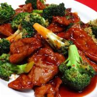 Sliced Pork With Broccoli Garlic Sauce · spicy. served with steamed rice