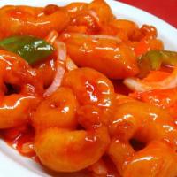 Sweet & Sour Shrimp · served with steamed rice