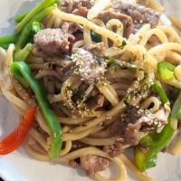 Yaki Udon · Stir-fried fat noodle with veg. in chef's special sauce.