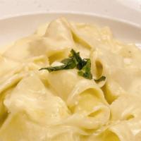 Pappardelle Alfredo · Classic, cream, egg yolk parmigiano-mascarpone.