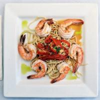 Shrimp Scampi With Spaghetti · Jumbo shrimp garlic, lemon, and white wine.