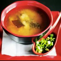 Miso · MIso brooth, bonito fish stock, seaweed, soft tofu, & green onions