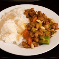 Kung Pao Chicken Value Combo · Spicy Kung Pao Chicken with peanuts and vegetables alongside of white rice served together i...