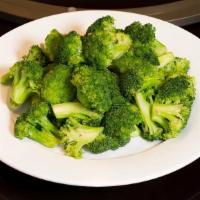 Steamed Broccoli 白灼西兰花 · A large platter of healthy broccoli, steamed to a flavorful finish.
