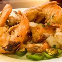 Salt And Pepper Jumbo Shrimp 椒盐大虾 · Please note if you want with shell or no shell. 10 pieces