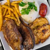 Churrasco Na Tabua · Favorite. Sizzling steak, chicken, and sausage. Served with fries, vinaigrette salad, rice, ...