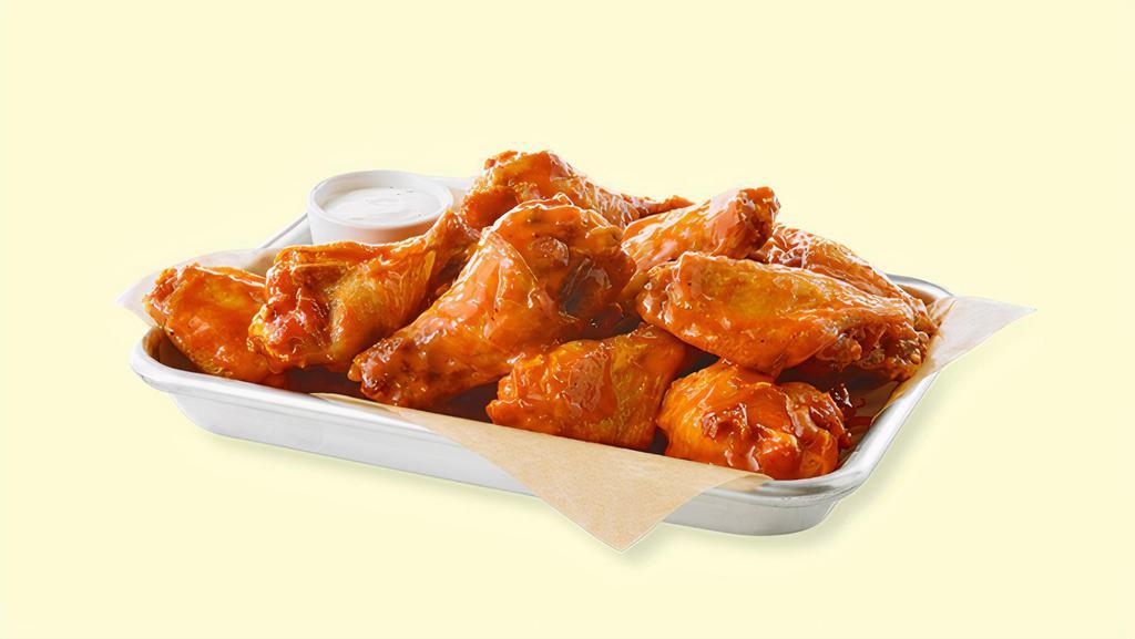 Spicy Asian (10 Pcs) · 10 pieces of Asian wings (medium heat). Comes with celery and choice of blue cheese or ranch fried curry.
