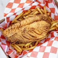 Fish & Chips Basket · Lightly breaded or battered cod and served with fries, coleslaw and choice of boom boom sauc...