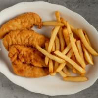 Dinner Chicken Fingers (5 Pieces) · With French Fries and Choice of Soup or Salad