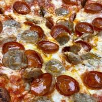 2 Topping Pizza · Our Scratch Made Italian style hand tossed dough topped with our house made pizza sauce, Moz...