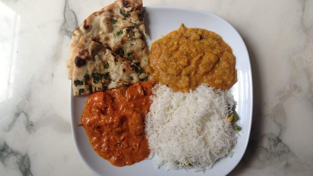 Non-Vegetable Combo 1 · Chicken curry, rice, one naan.
