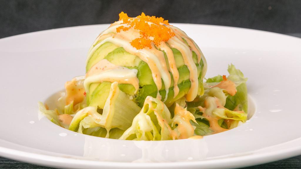 Dragon Ball Salad · spicy tuna, spicy kani and avocado with spicy mayo and honey wasabi on top