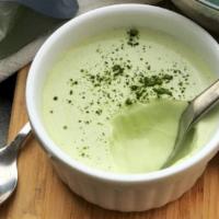 Green Tea Panna Cotta · Green tea matcha, coconut milk. Vegan