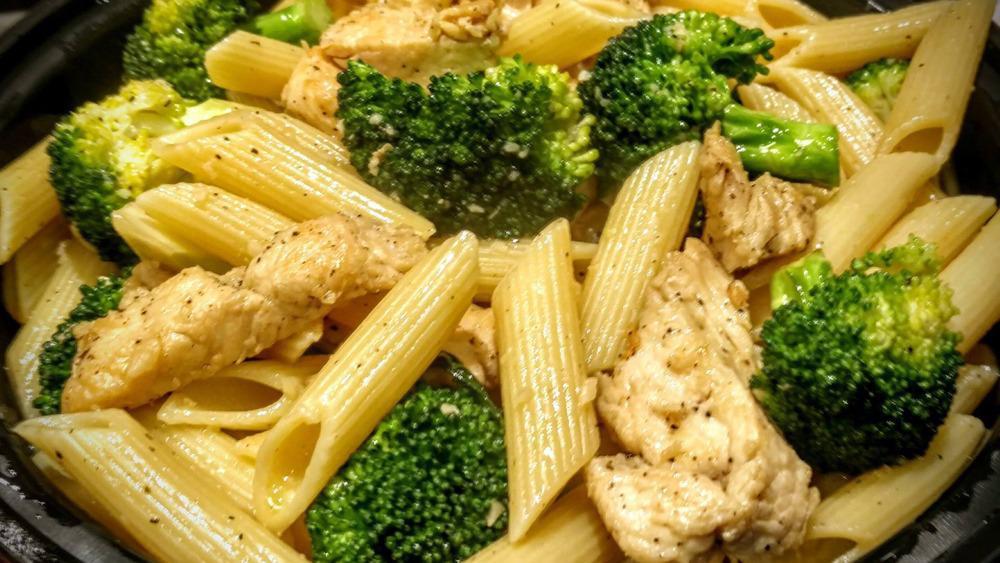 Ziti With Chicken & Broccoli Aglio E Olio · Fresh pasta with saute'd chicken and broccoli in a garlic an oil sauce.