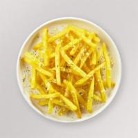 Cheesy Fries · (Vegetarian) Fries cooked until golden brown and seasoned with salt and melted cheddar cheese.