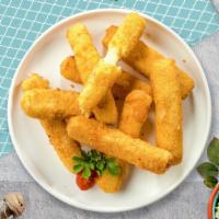 Mozzarella Sticks · (Vegetarian) Mozzarella cheese sticks battered and fried until golden brown. Served with a s...