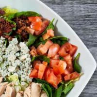 Cobb Salad · Bacon, grilled chicken, hard-boiled egg, fresh tomatoes, Gorgonzola, mixed greens and house ...