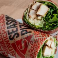 Chicken Caesar Wrap · Grilled chicken with romaine lettuce, Parmesan cheese and Caesar dressing.