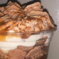 Cinnatoast Cheesecake Cup · Our creamy cheesecake with Cinnamon Toast Crunch cereal and graham cracker crust