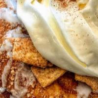Cinnamon Toast Crunch French Toast Platter  · Encrusted in cinnamon toast crunch cereal, stuffed with a homemade cinnamon cheesecake filli...