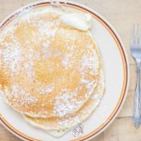 Order Of Pancakes · Three pancakes served with butter, powdered sugar and syrup.