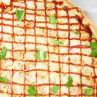 18” Hand-Tossed Bbq Chicken Pie · White Pie. 100% whole milk mozzarella, chicken marinated in barbecue sauce, red onions, cila...