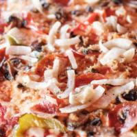 Special Red · Mushrooms, sausage, peppers, pepperoni, onions, marinara, and mozzarella.