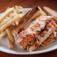 Chicken Parmigiana · Mozzarella and marinara on an Italian roll. Served with Tutti Tuscan fries.