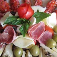Antipasto · Gourmet Italian meats, cheeses, grilled eggplant, artichokes, roasted peppers, tomatoes, oli...