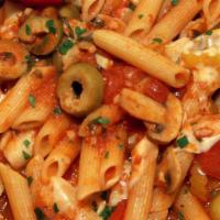 Penne Za Za Zingara (Lunch) · Tomatoes, olives, artichokes, mushrooms, garlic, white wine, and a touch of marinara.