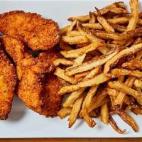 Kid'S Chicken Fingers · Breaded chicken tenders served with fries