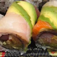 Rainbow Roll · (in)California roll
(out)salmon,tuna,white fish and avocado