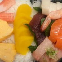Chirashi · assorted sliced raw fish over sushi rice