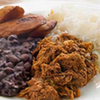 Family Meal-Pabellon (2) · Shredded beef, rice, sweet plantains and black beans for 2 people.