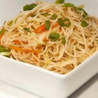 Vegetable Chowmein (Nepalese Appetizer) · Vegetable ,Stir fried egg noodles, scallion, onion, peppers, carrots, cabbage & soy sauce.