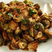 Crispy Fried Brussel Sprouts · Smoked paprika. Freshly shaved parmesan.