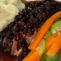 Duck Breast · PAN SEARED CHERRIES SHALLOTS TAWNY PORT WHIPPED POTATO CHEFS VEGETABLE
