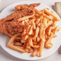 Chicken Fingers (5 Piece) · Includes 1 side BBQ, Ketchup, Honey Mustard.