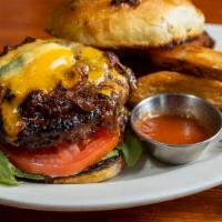 The Haven Burger · Grilled 8oz beef chuck, Huntsman cheese, bacon-onion marmalade, house pickle sauce, lettuce,...